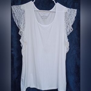 Torrid White Lace Flutter Sleeve Women's Top